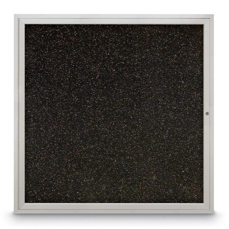 United Visual Products Sliding Door Indoor Enclosed Corkboard, 7 UV9027ACS-SATIN-RUBBER